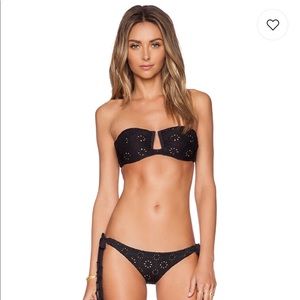 Amuse Society Vida Eyelet Bandeau Bikini Black XS